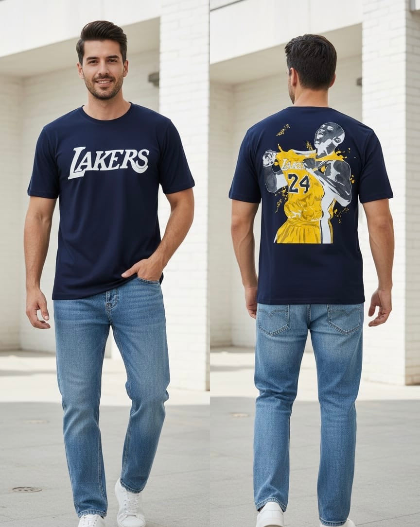 Lakers T Shirt And Blue Jeans Set Out Fit For Men’s