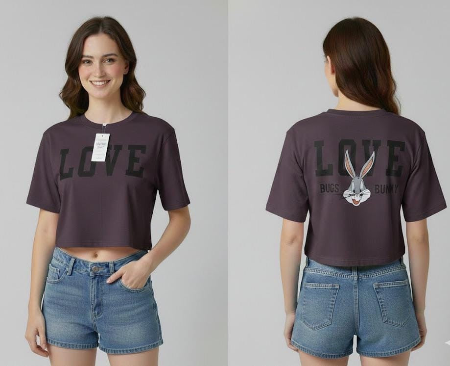 Classic Mickey Mouse Graphic Crop Top – Soft Cotton Top Tee
