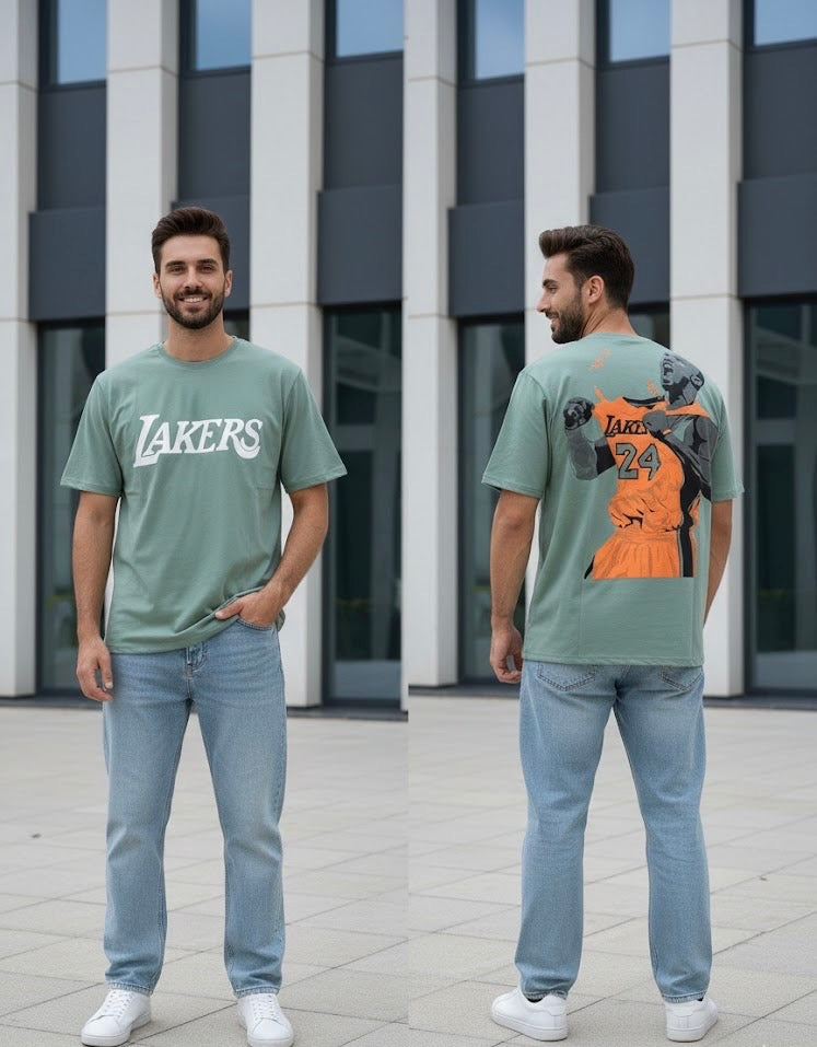 Lakers T Shirt And Blue Jeans Set Out Fit For Men’s