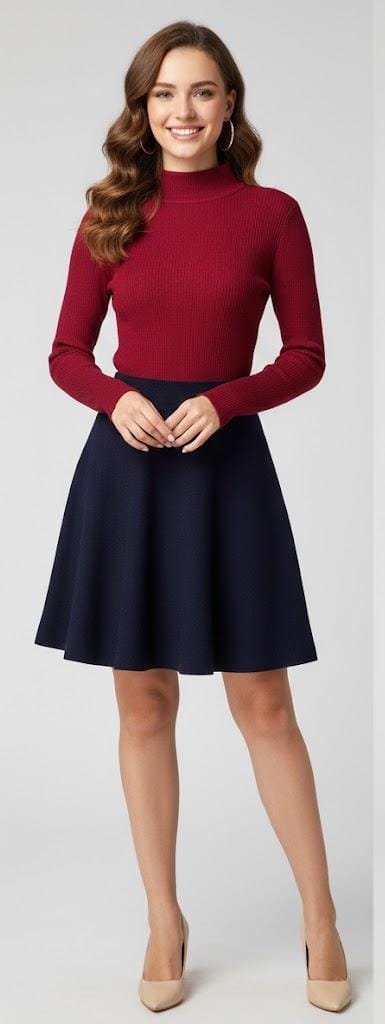 Élan Luxe Ribbed Top & Sculpted Skirt Set