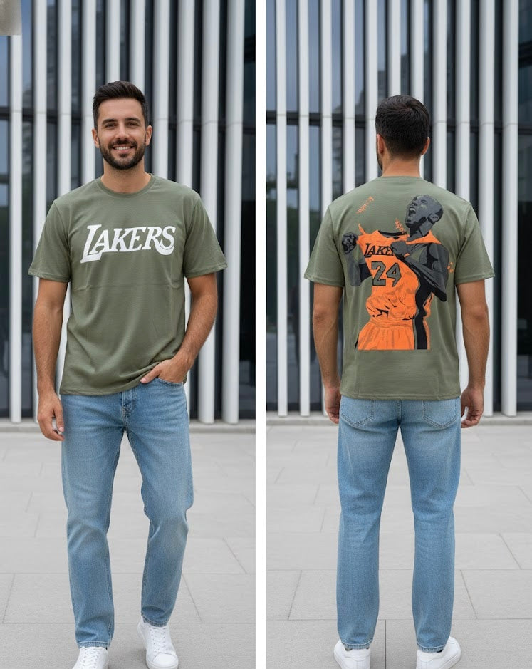 Lakers T Shirt And Blue Jeans Set Out Fit For Men’s